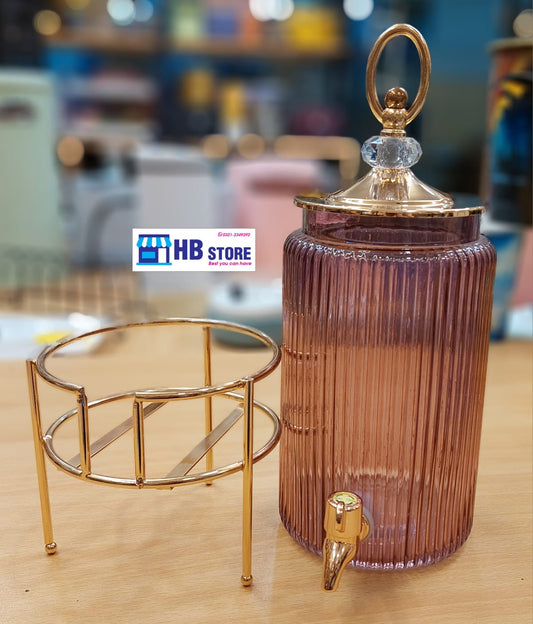 Elegant Purple Glass Beverage Dispenser with Durable Steel Stand | Perfect for Parties & Gatherings