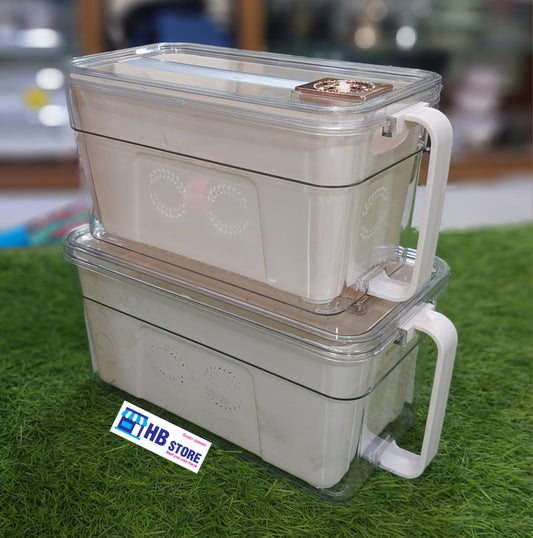 Organizer  Deep Storage Food Box with Drainer Basket