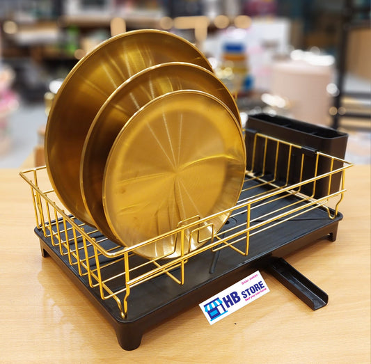 Dish Drainer, Metal Dish Rack with Drip Tray