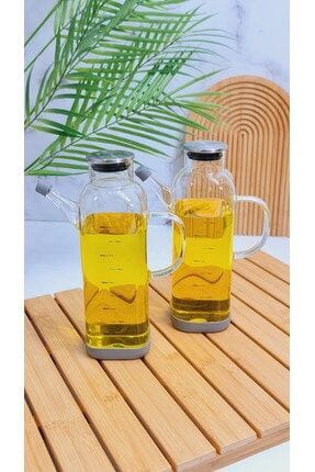 Glass Material Oil Handle Jug With Steel Lid
