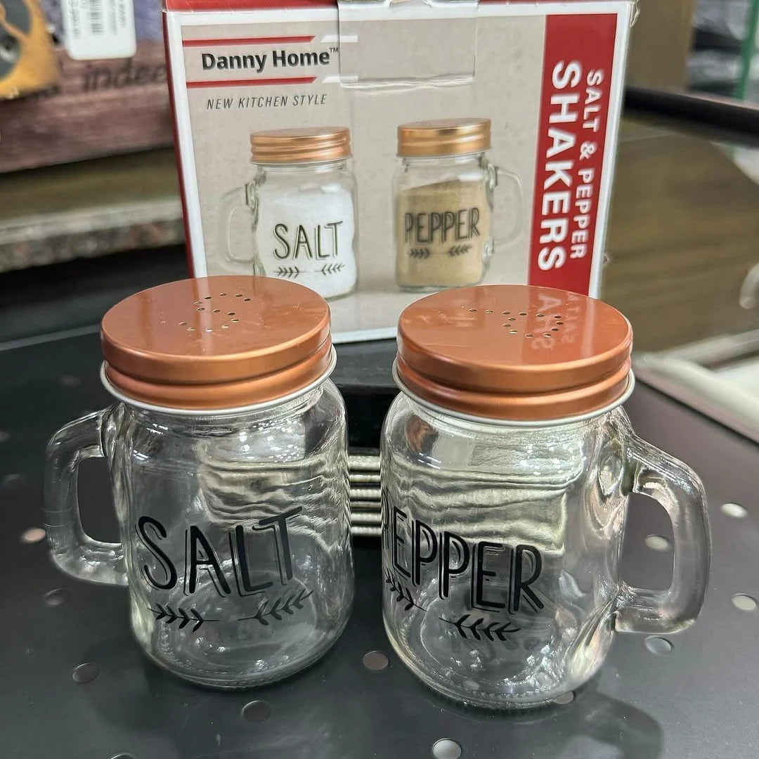 2Pcs Glass Material Salt Pepper Set