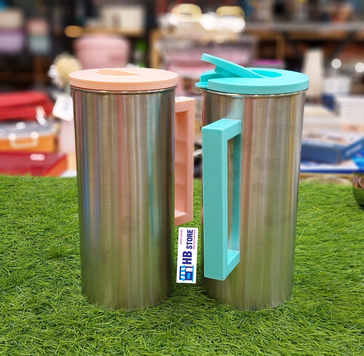 Stainless Steel Water Jug with Colorful Handle & Flip Lid – Durable & Stylish