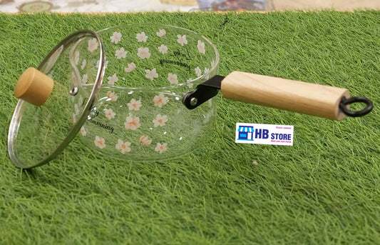 Chic Floral Pattern Glass Saucepan