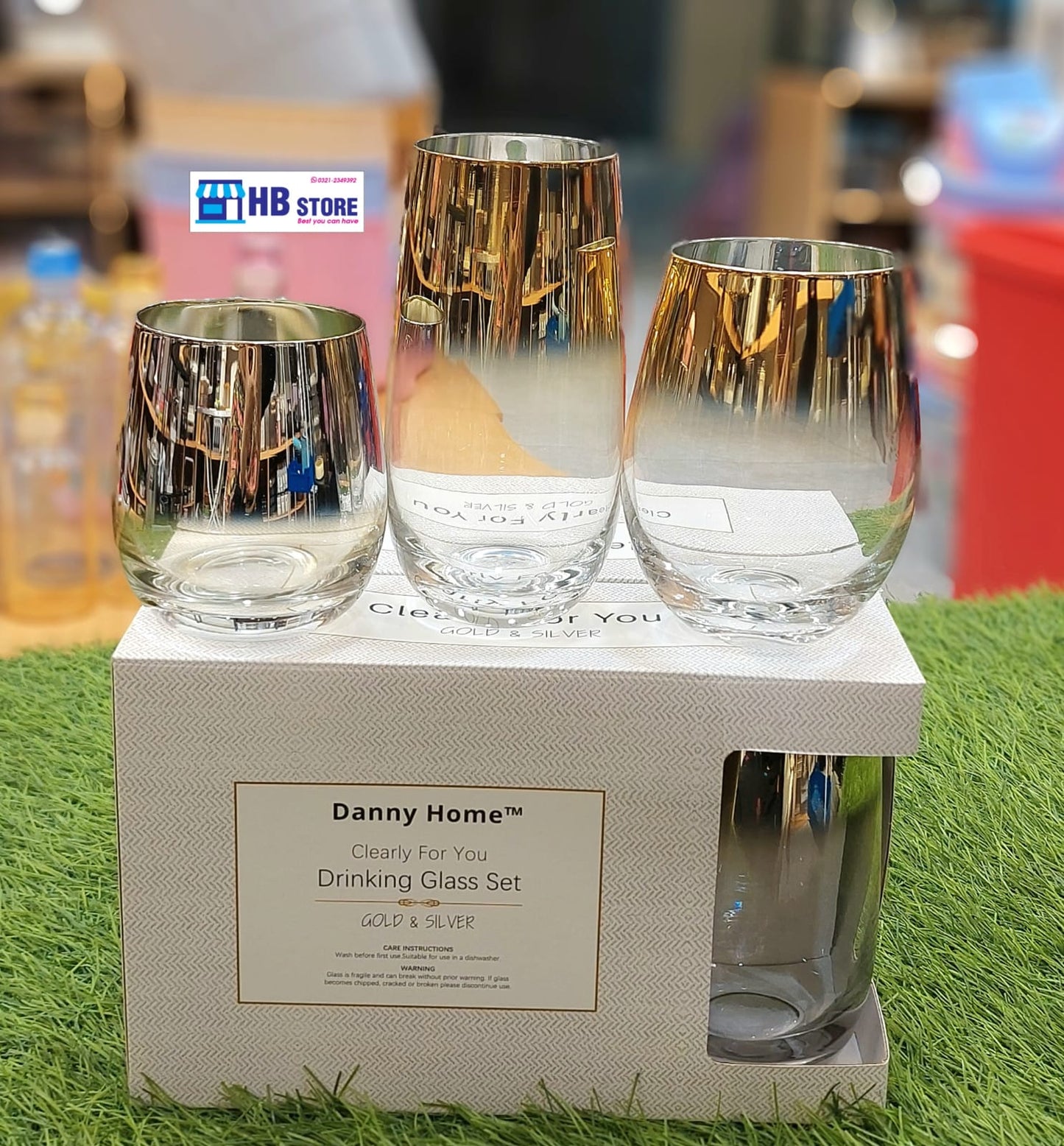 Denny Home Clear & Gold /silver Fancy Glasses 6Pcs