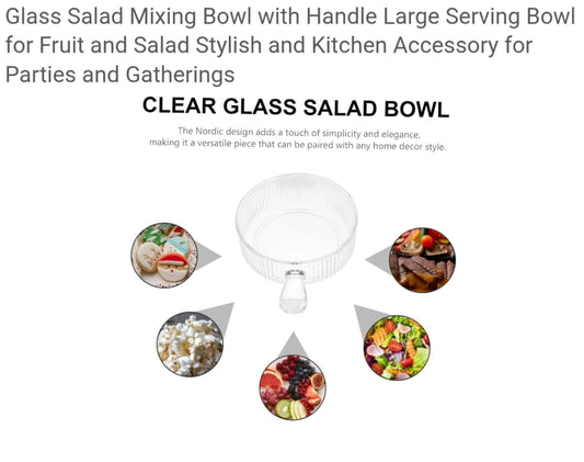 Ribbed Glass Serving Bowl with Ergonomic Handle
