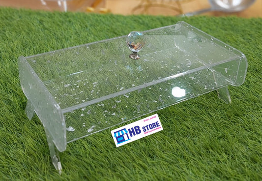 Elegant Resin Glitter Dish Stand with Crystal Knob Lid – Decorative Serving & Storage Tray