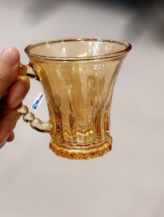 Vintage Amber Glass Cup Set.