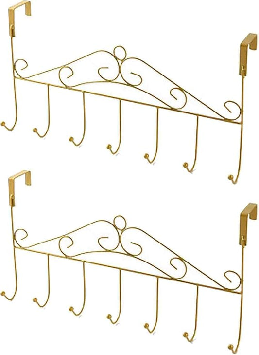 Gold Metal Door Hook Rack – 7 Hook Organizer
