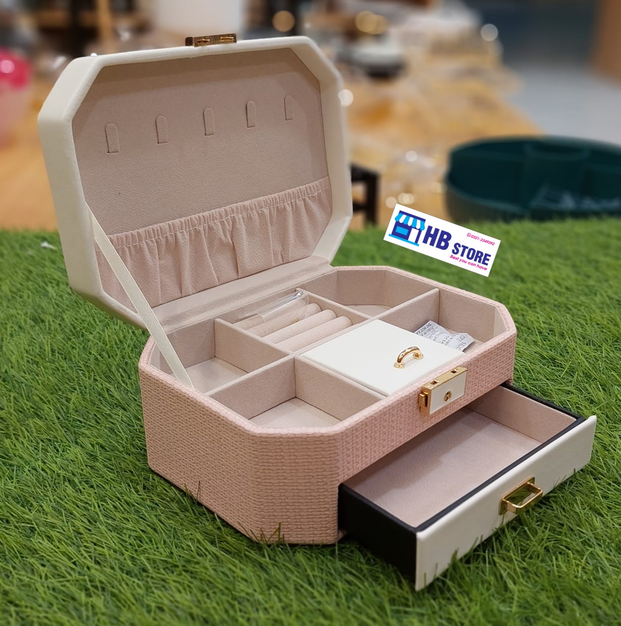 THE STYLE SUTRA Jewelry Organizer with Drawer – 2-Layer Storage Box for Earrings, Necklaces & More