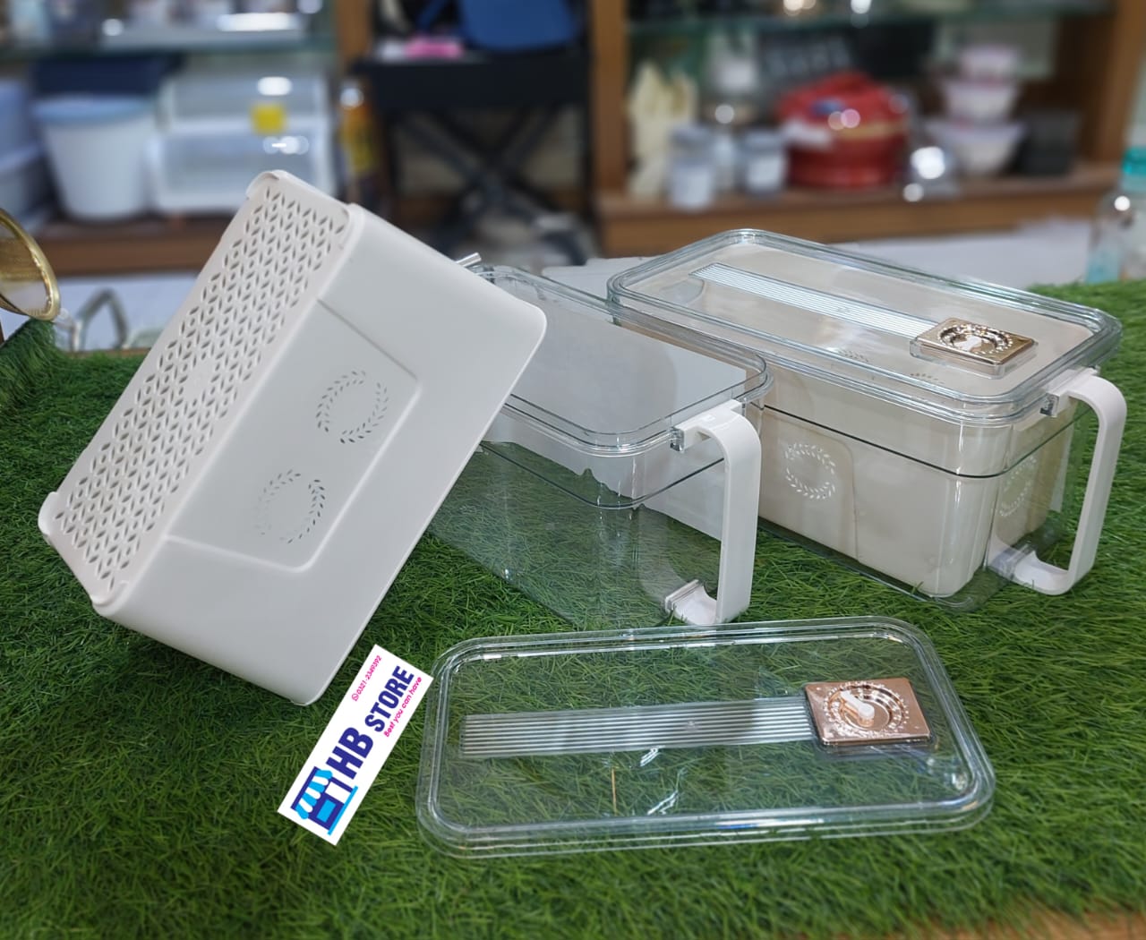Organizer Deep Storage Food Box with Drainer Basket