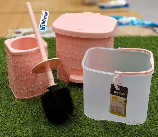 Elegant Pink/Peach Geometric Bathroom Accessories Set