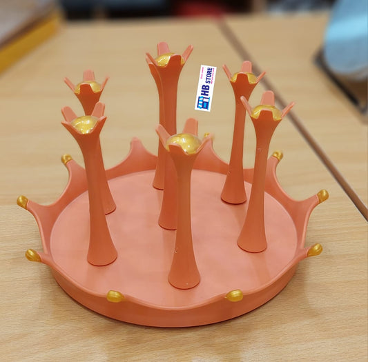 Rotating Flower-Style Glass Holder Stand – 6 Cup Organizer