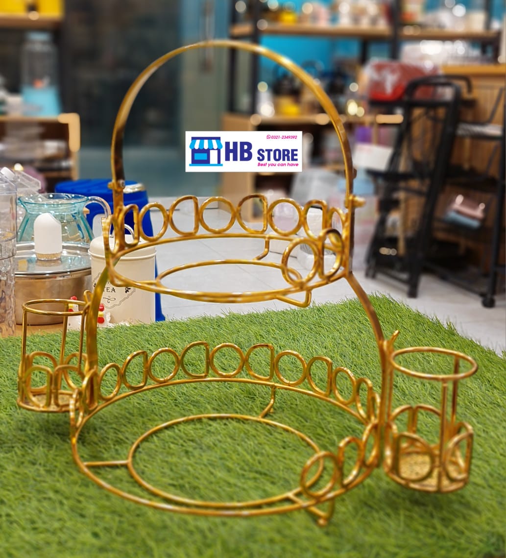 2-Tier Plate Stand with Fork holder– Stylish Serving Solution