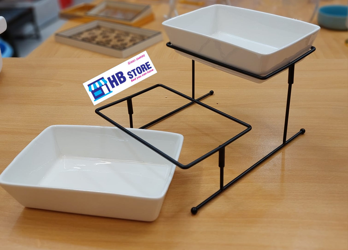 2-Tier Deep Rectangular Serving dish With Stand,