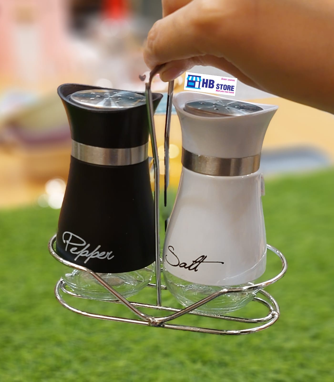 Glass Seasoning Set – Salt & Pepper with Stand