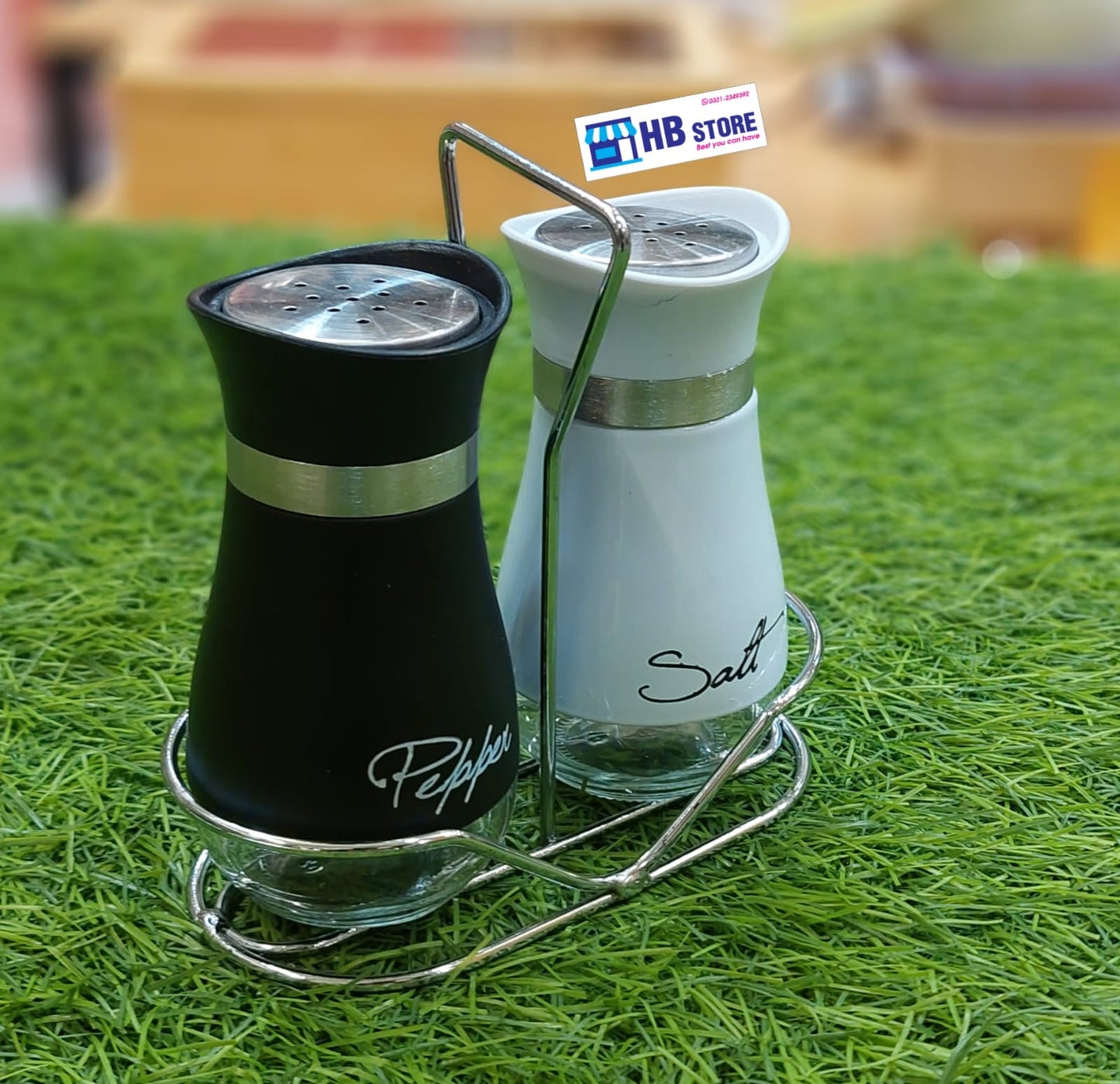 Glass Seasoning Set – Salt & Pepper with Stand