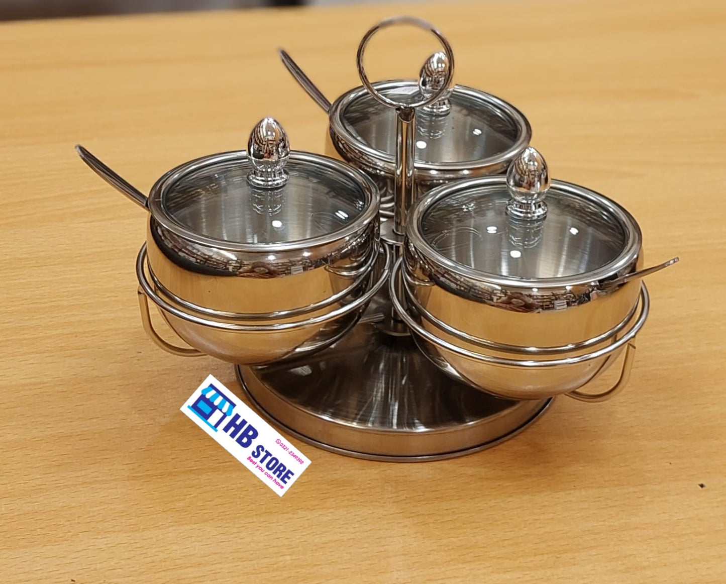 3PCS Rotating Stainless Steel Spice Organizer