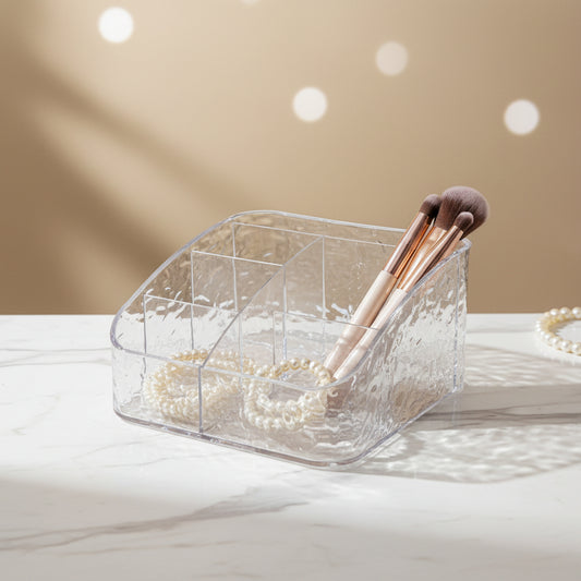 Clear Acrylic Makeup Organizer with Water-Ripple Design