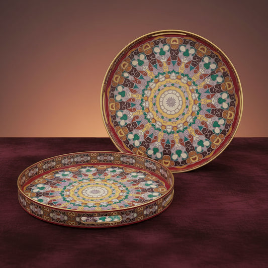 Colorful Decorative Boho Wood Trays for Coffee Table.