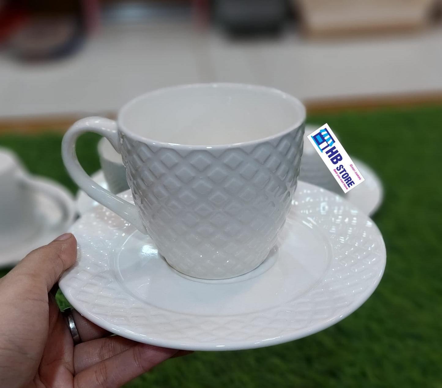 Ceramic White Design Cup Saucer Set