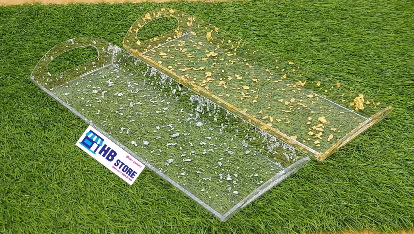 Decorative Acrylic Serving Trays (Gold/Silver Leaf)