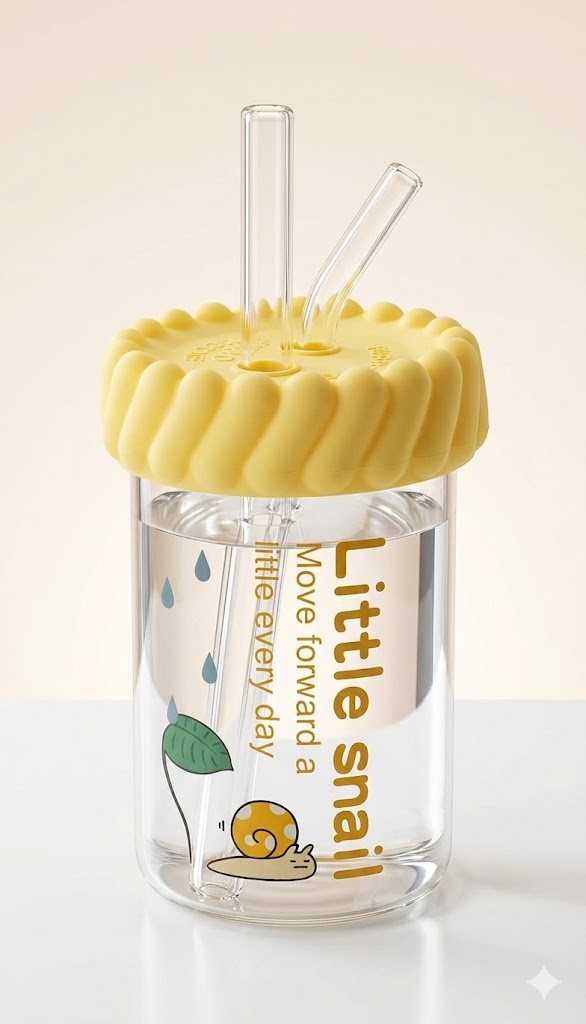 Cute Transparent Tumbler with Straw