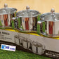 304 Stainless Steel Seasoning Pots Set with Integrated Serving Tray and Spoon