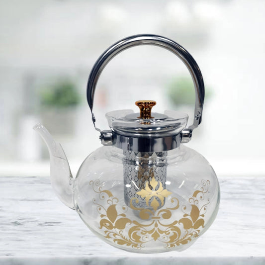 Glass Golden Print Stove Kettle