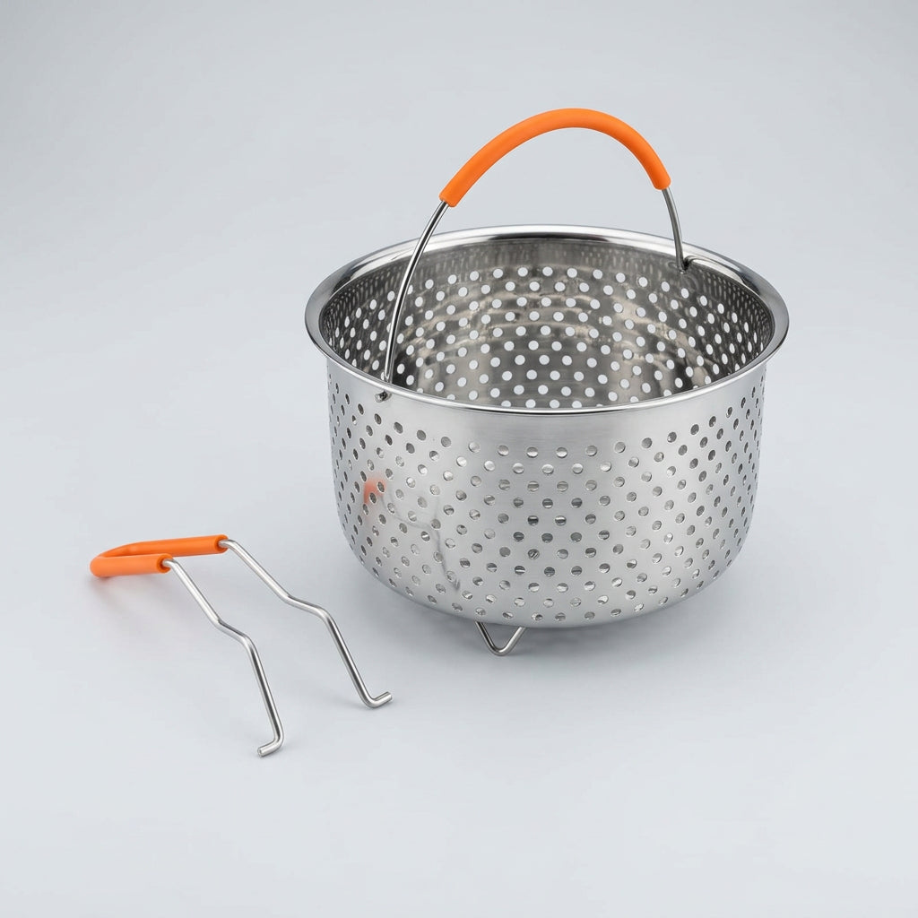 3-in-1 Stainless Steel Steamer & Deep Frying Basket