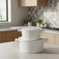 Danny Home White Porcelain Round Casserole Dish with Lid