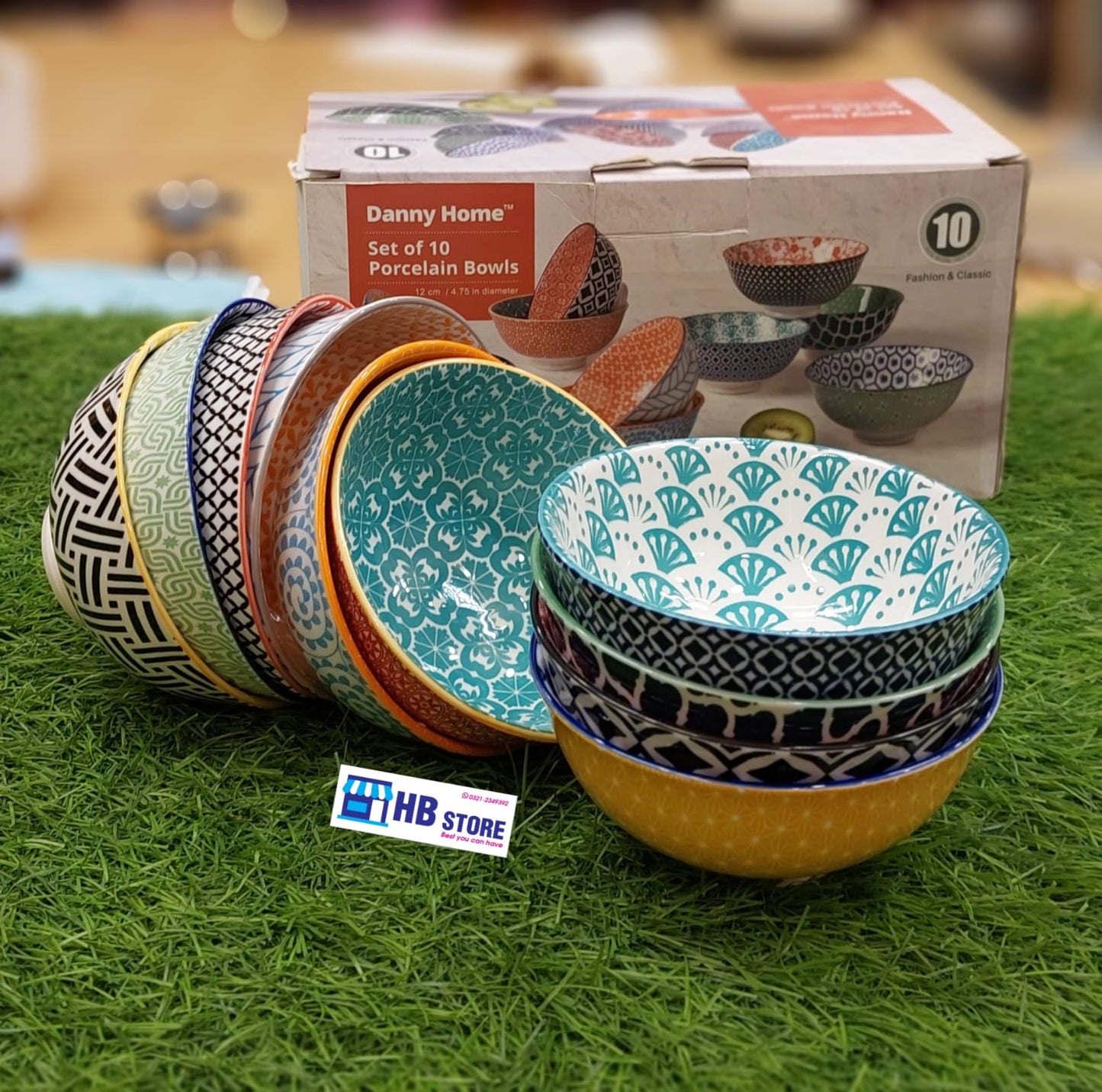 Danny Home Set of 10 Assorted Porcelain Bowls