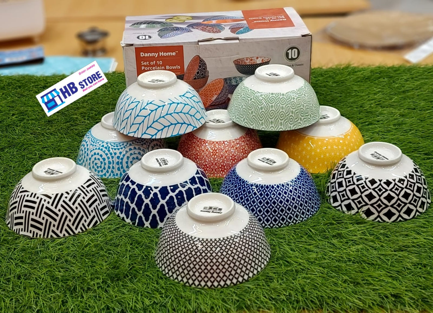 Danny Home Set of 10 Assorted Porcelain Bowls