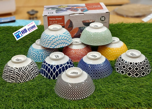 Danny Home Set of 10 Assorted Porcelain Bowls
