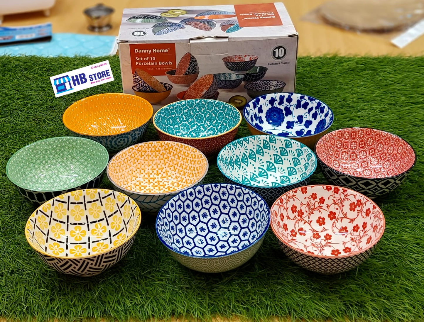 Danny Home Set of 10 Assorted Porcelain Bowls