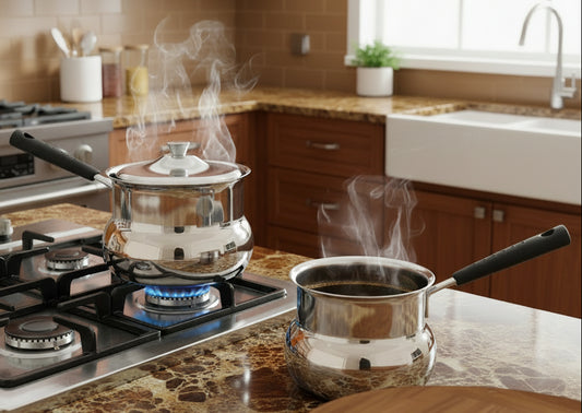 stainless steel milk warming and coffee pots