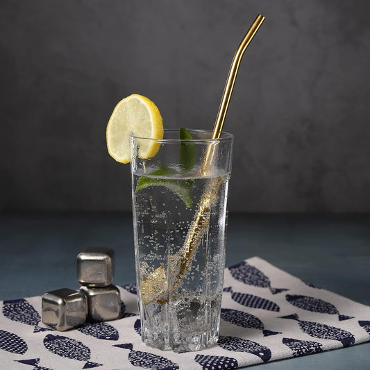 Golden Stainless Steel Straw & Spoon