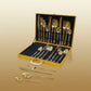 24-piece premium stainless steel golden cutlery set