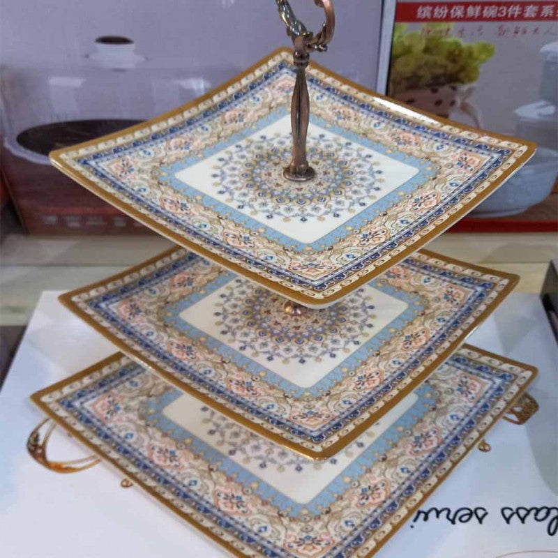 3 Tier Melamine Floral Serving Tray