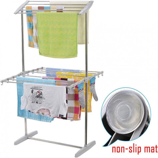 Space-Saving 2-Tier Foldable Clothes Drying Rack