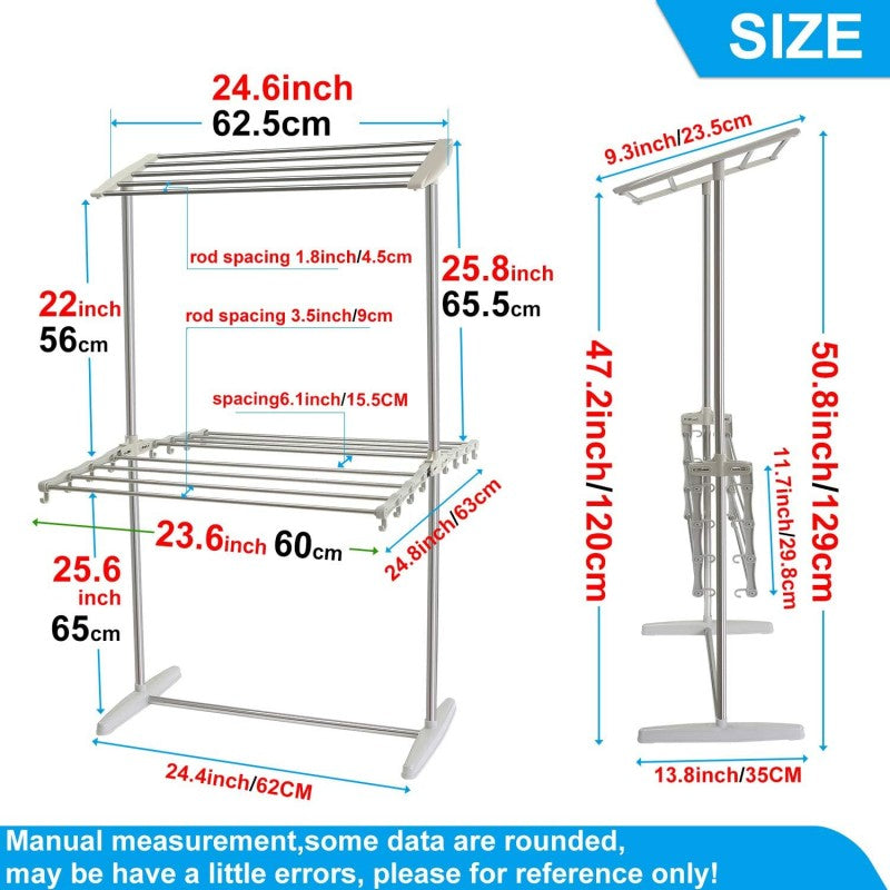 Space-Saving 2-Tier Foldable Clothes Drying Rack