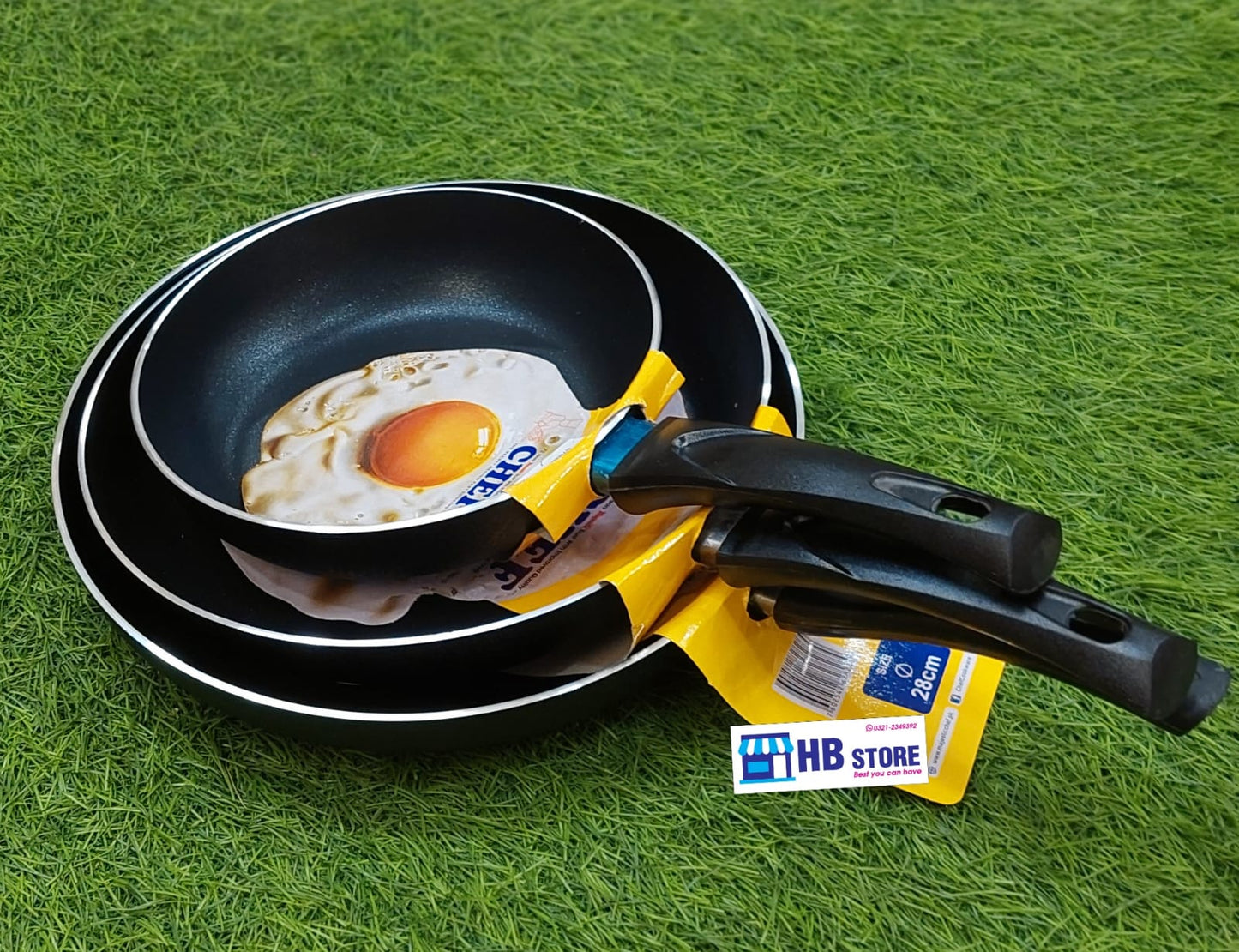 3-Piece Non-Stick Frying Pan Set (Small, Medium, Large) - Black Diamond Performance