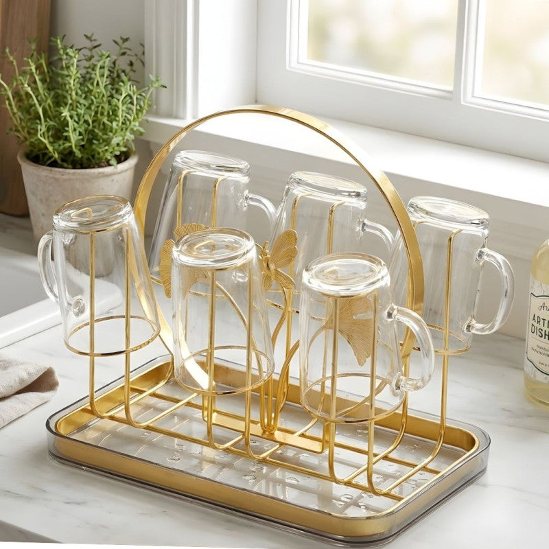 Stainless Steel Golden Glass Stand