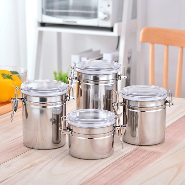 Stainless Steel Airtight Jar Set - 4pcs