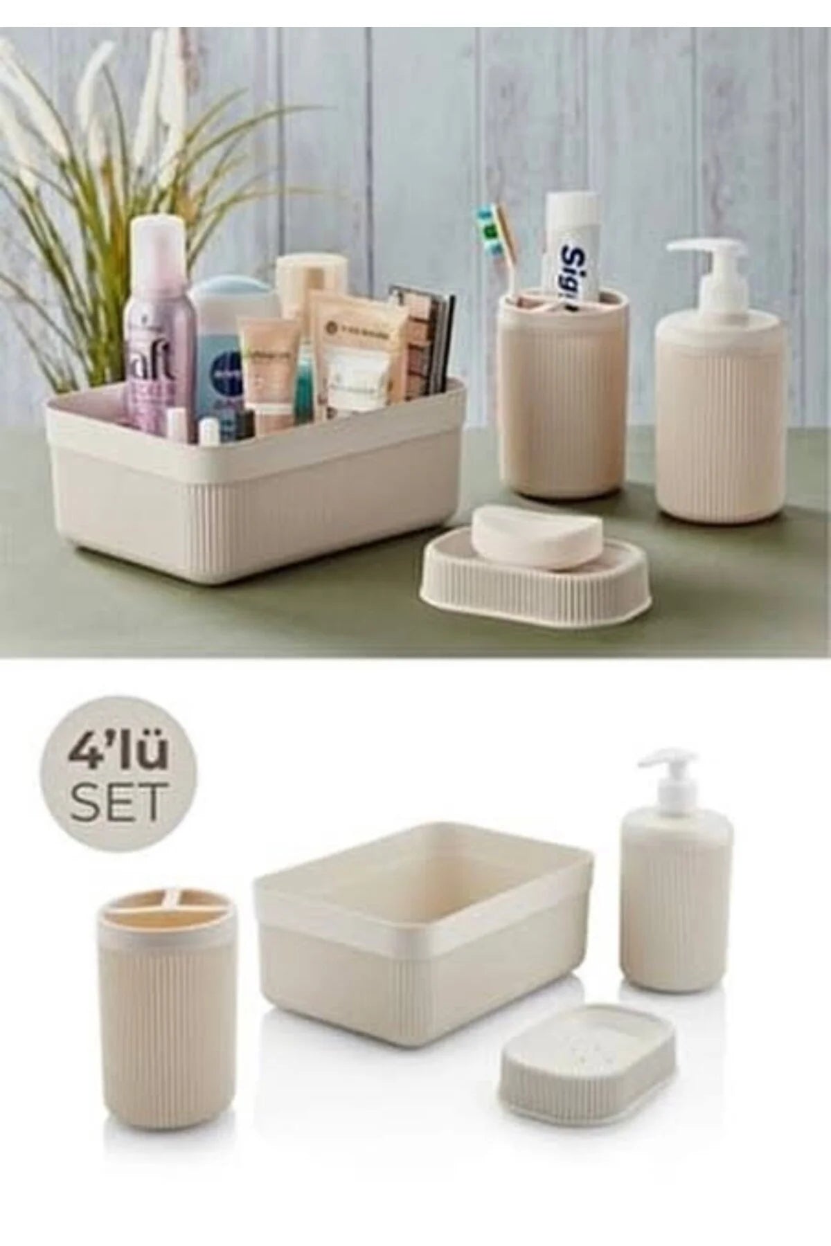 Turkish Plastic 4Pcs Bathroom Set