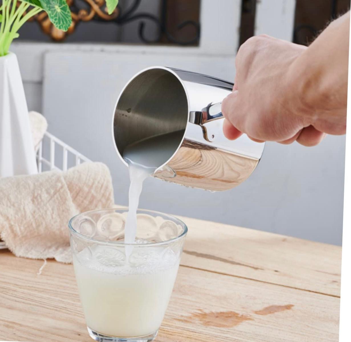 Professional Stainless Steel Milk Frothing Pitcher with Long Side Handle