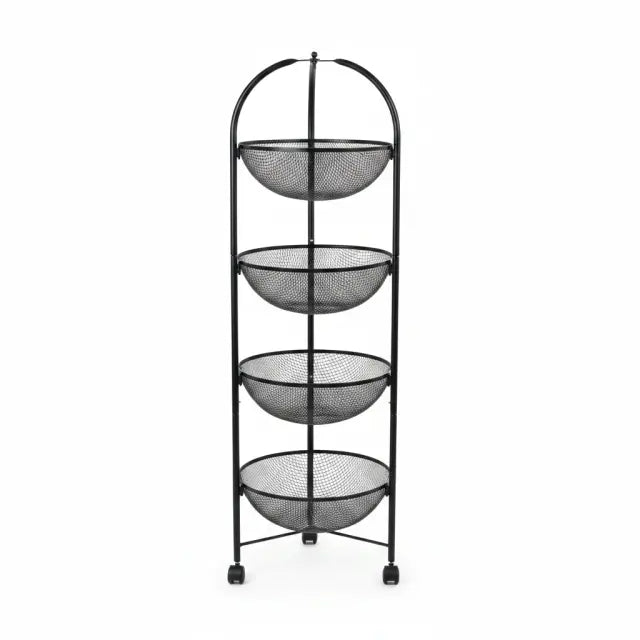 4-Tier Metal Wire Mesh Vegetable & Fruit Basket Trolley
