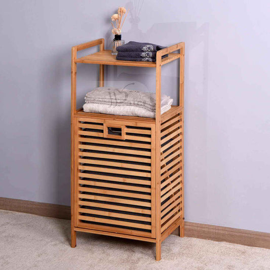 Eco-Friendly Bamboo Tilt-Out Laundry Hamper & Storage Cabinet