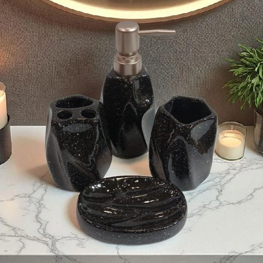 Coastal Clay Textured Ceramic 4-Piece Bathroom Set