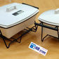 Set of 2 Ceramic Casserole Dishes with Metal Serving Stands