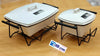 Set of 2 Ceramic Casserole Dishes with Metal Serving Stands